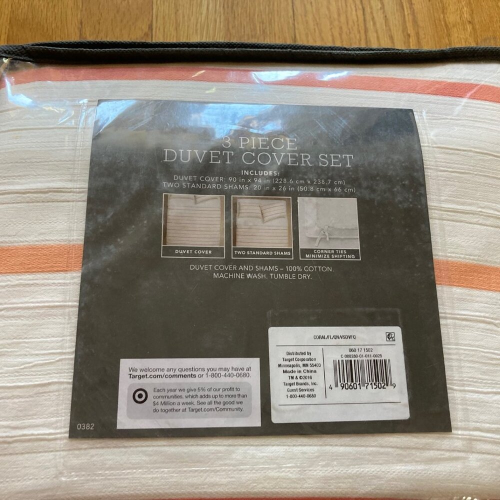 New Target Threshold 3 piece duvet cover set full/Queen 100% Cotton - Picture 2 of 3